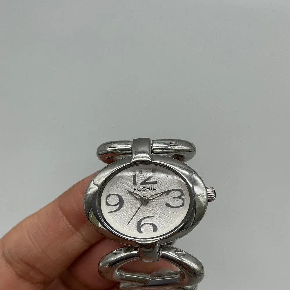 Fossil F2 Womens Watch 29mm White Dial Stainless Band ES-1971 New Battery 6.75
